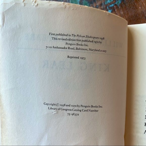 King Lear (The Pelican Shakespeare General Editior Alfred Harbage) 1973 - Picture 3 of 8